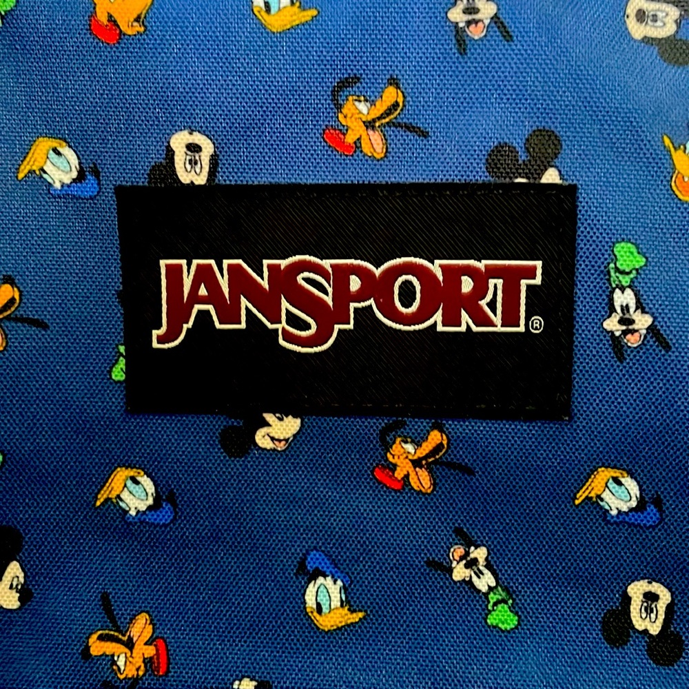 Jansport Navy Blue Backpack with Disney Characters Mickey, Donald, Goofy & Pluto - Picture 2 of 6